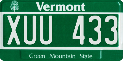 VT license plate XUU433