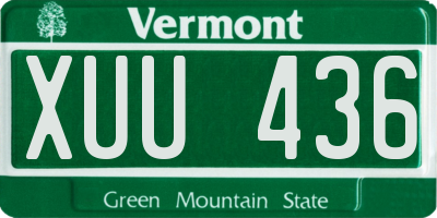 VT license plate XUU436