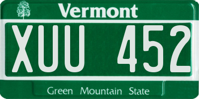 VT license plate XUU452