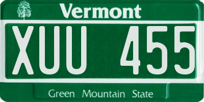 VT license plate XUU455