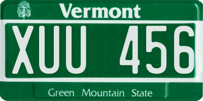 VT license plate XUU456