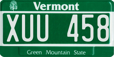 VT license plate XUU458