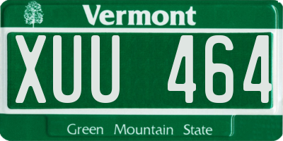 VT license plate XUU464