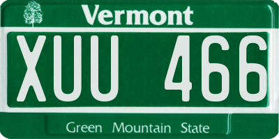VT license plate XUU466