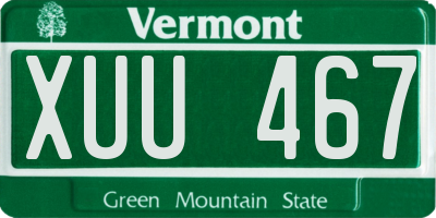 VT license plate XUU467
