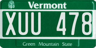 VT license plate XUU478