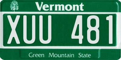 VT license plate XUU481