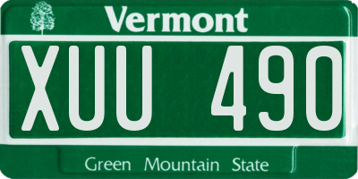 VT license plate XUU490