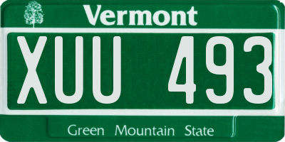 VT license plate XUU493