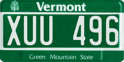 VT license plate XUU496