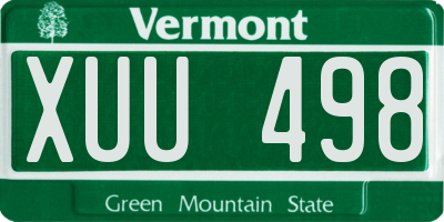 VT license plate XUU498