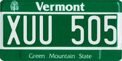 VT license plate XUU505