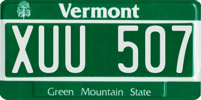 VT license plate XUU507