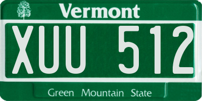 VT license plate XUU512