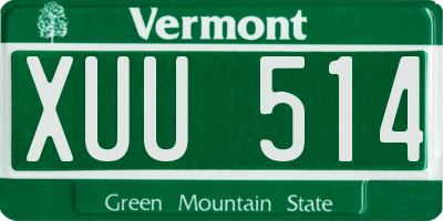 VT license plate XUU514