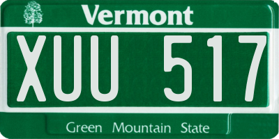 VT license plate XUU517