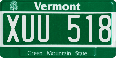 VT license plate XUU518