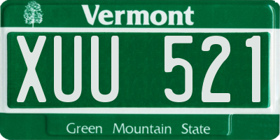 VT license plate XUU521