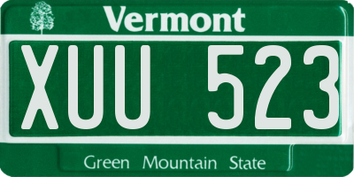 VT license plate XUU523