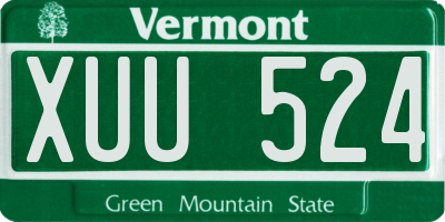 VT license plate XUU524