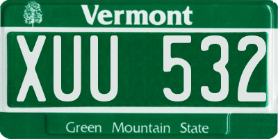 VT license plate XUU532