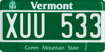 VT license plate XUU533