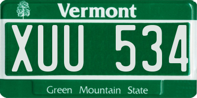 VT license plate XUU534