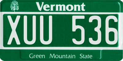 VT license plate XUU536