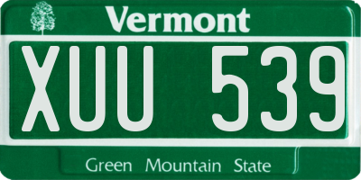 VT license plate XUU539