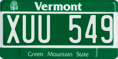 VT license plate XUU549