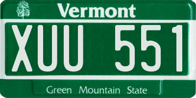 VT license plate XUU551