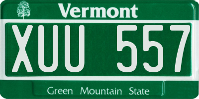 VT license plate XUU557