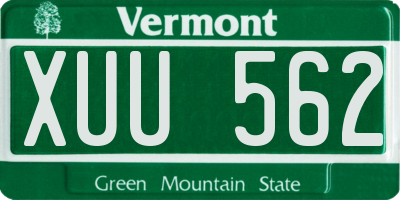 VT license plate XUU562