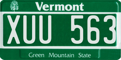 VT license plate XUU563