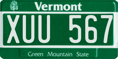 VT license plate XUU567
