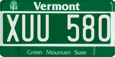 VT license plate XUU580