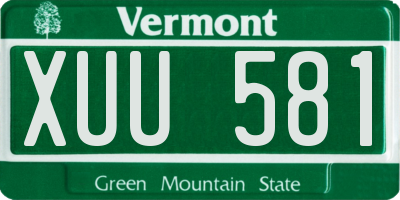 VT license plate XUU581