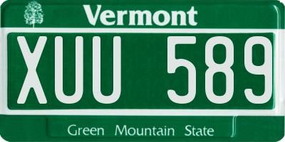 VT license plate XUU589