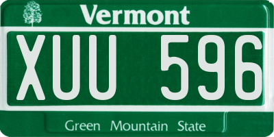 VT license plate XUU596