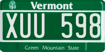 VT license plate XUU598