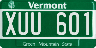 VT license plate XUU601