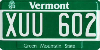 VT license plate XUU602