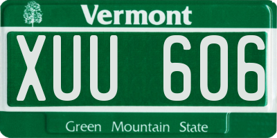 VT license plate XUU606