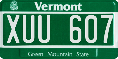 VT license plate XUU607