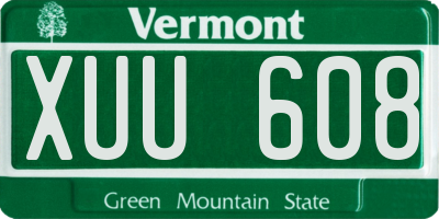 VT license plate XUU608
