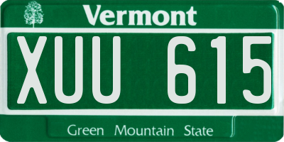 VT license plate XUU615