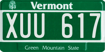 VT license plate XUU617