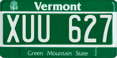 VT license plate XUU627