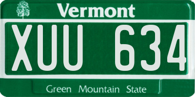 VT license plate XUU634