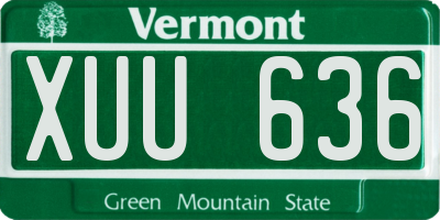VT license plate XUU636